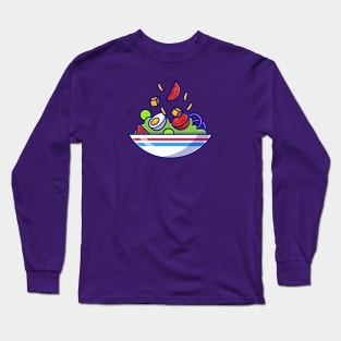 Vegetable Salad With Egg Boiled In Bowl Cartoon Long Sleeve T-Shirt